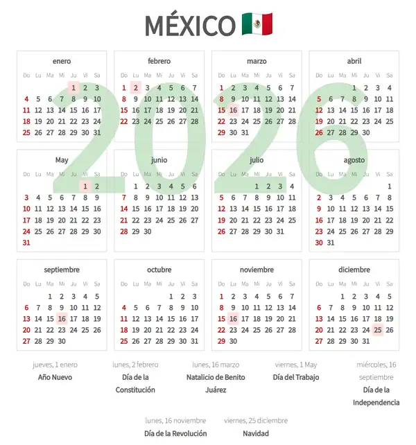 Calendario Laboral 2026 de México