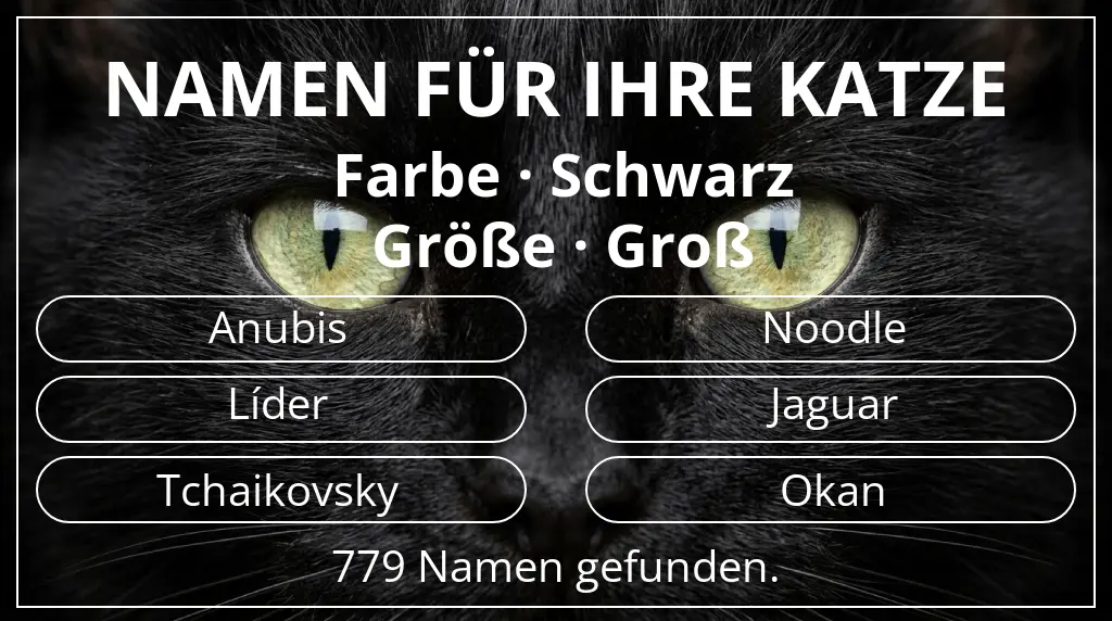 Katzennamen basierend auf farbe schwarz und größe groß