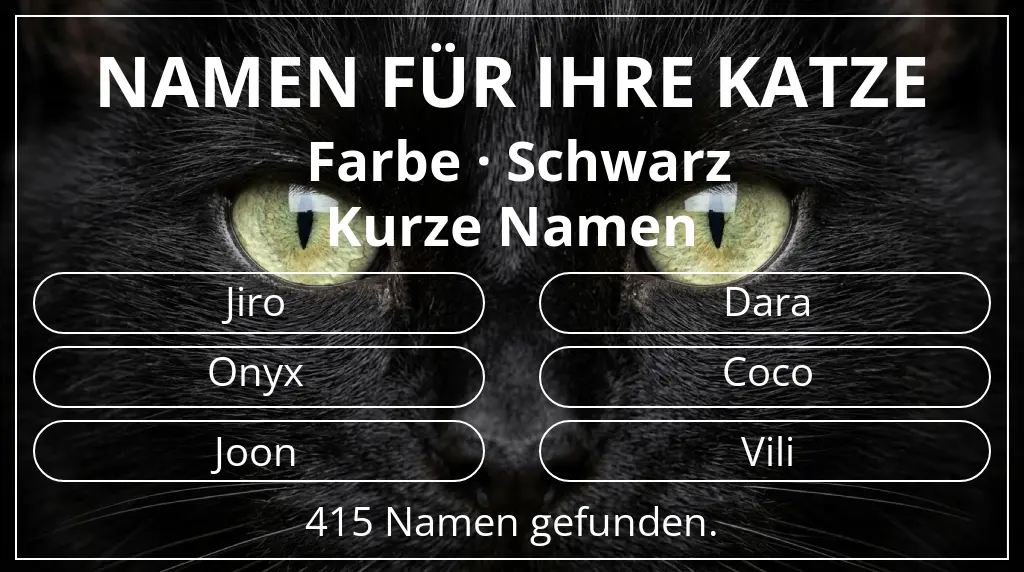Katzennamen basierend auf farbe schwarz und namenslänge kurz (2–4)