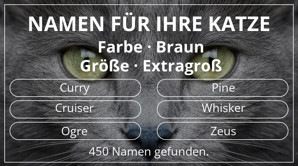 Katzennamen inspiriert von farbe braun und größe extragroß