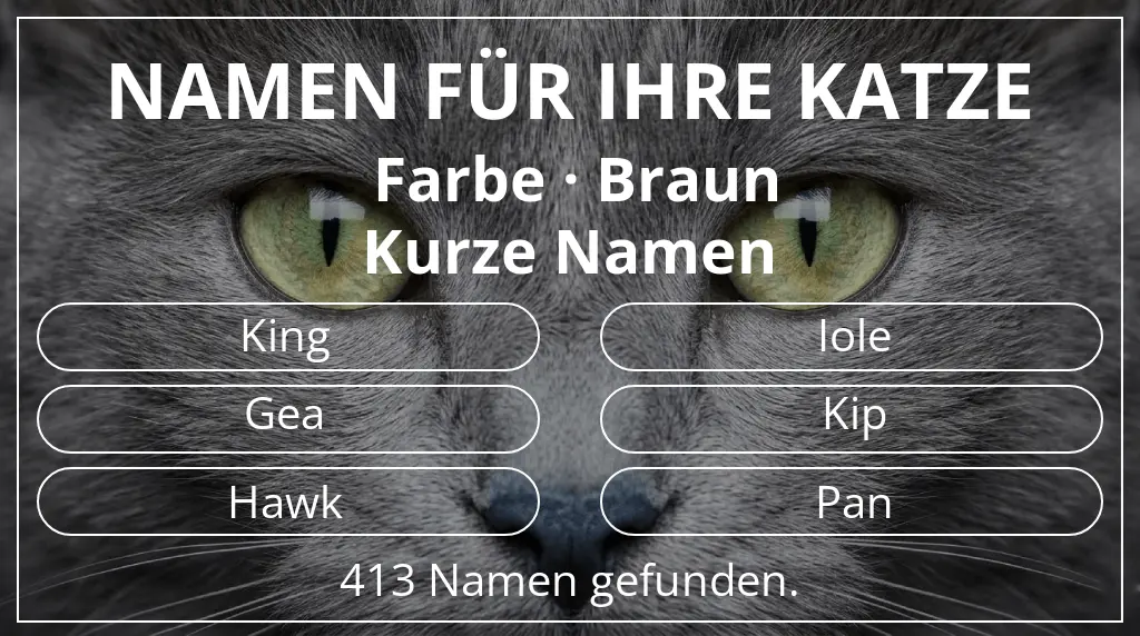 Namen für Katzen basierend auf farbe braun und namenslänge kurz (2–4)