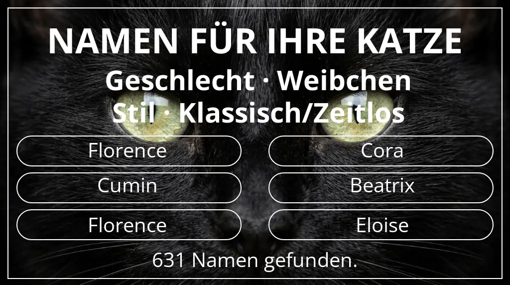 Katzennamen passend zu geschlecht weibchen und stil klassisch/zeitlos