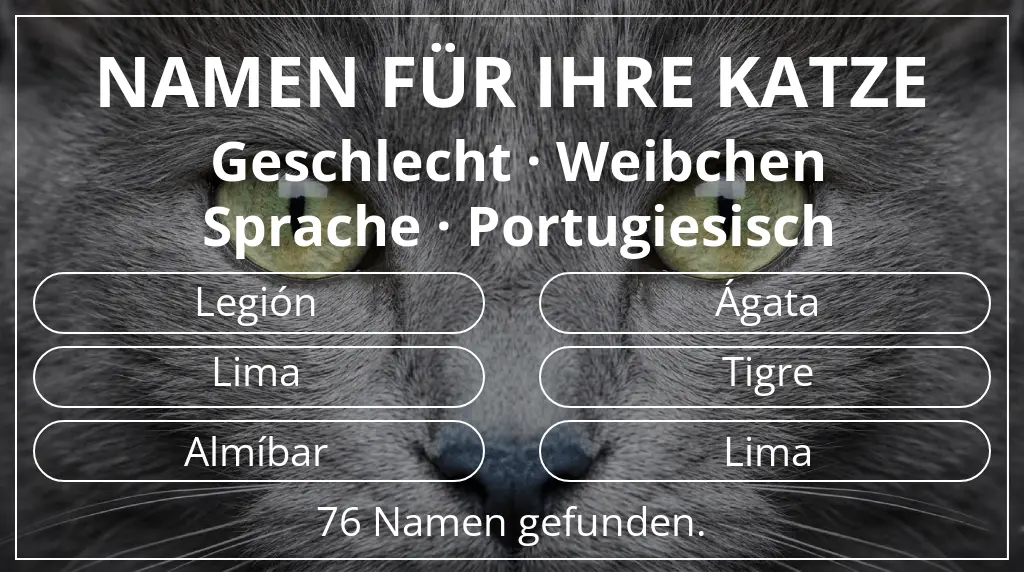 Katzennamen passend zu geschlecht weibchen und sprache portugiesisch
