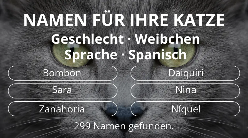 Katzennamen basierend auf geschlecht weibchen und sprache spanisch