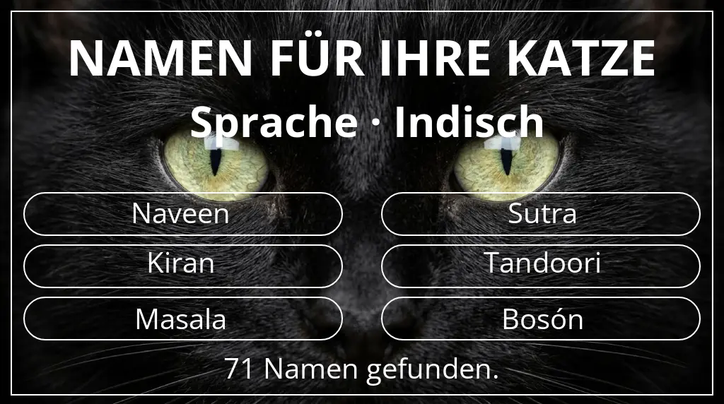 Katzennamen basierend auf sprache indisch