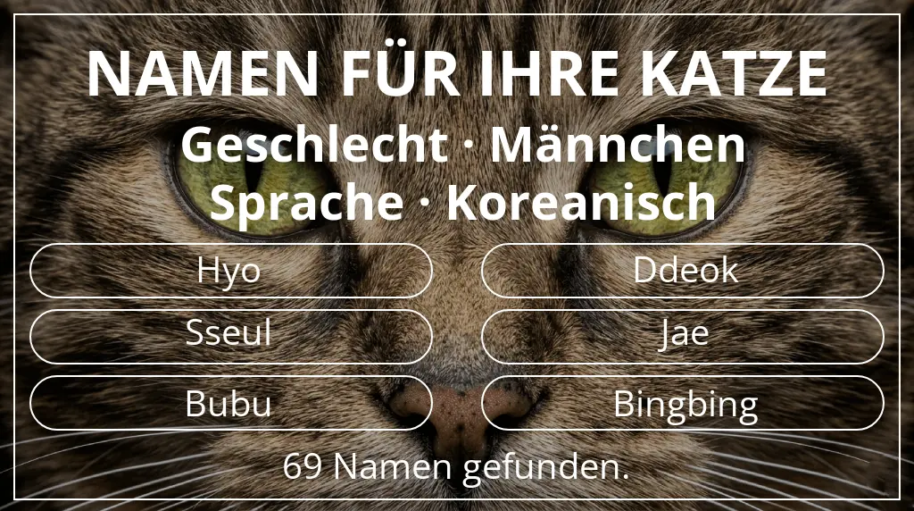 Katzennamen inspiriert von geschlecht männchen und sprache koreanisch