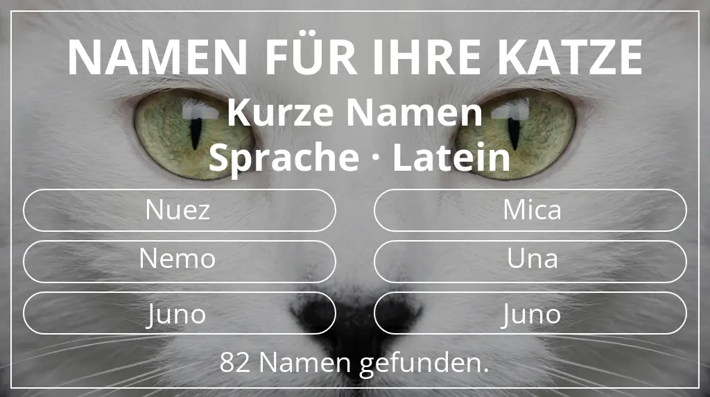 Namen für Katzen inspiriert von namenslänge kurz (2–4) und sprache latein