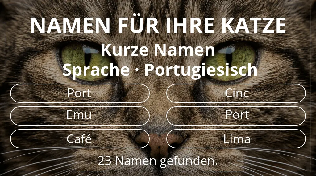 Katzennamen inspiriert von namenslänge kurz (2–4) und sprache portugiesisch