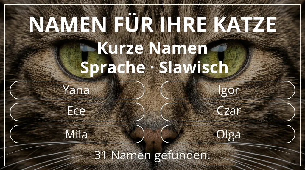 Katzennamen inspiriert von namenslänge kurz (2–4) und sprache slawisch