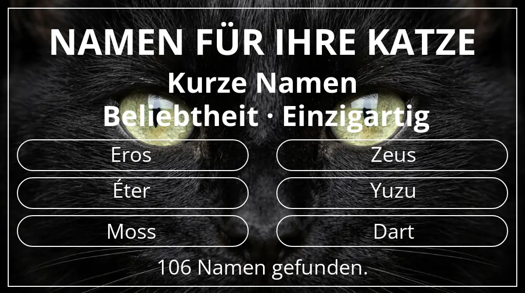 Namen für Katzen inspiriert von namenslänge kurz (2–4) und beliebtheit einzigartig