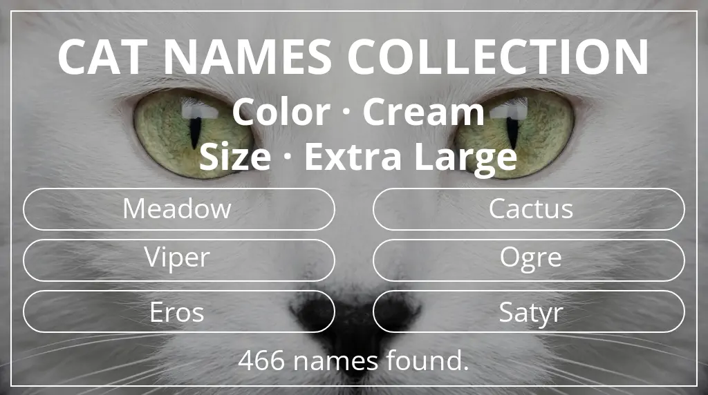 Feline names based on cream color and extra large size