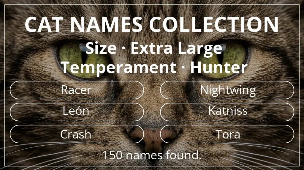 Cat names based on extra large size and hunter temperament