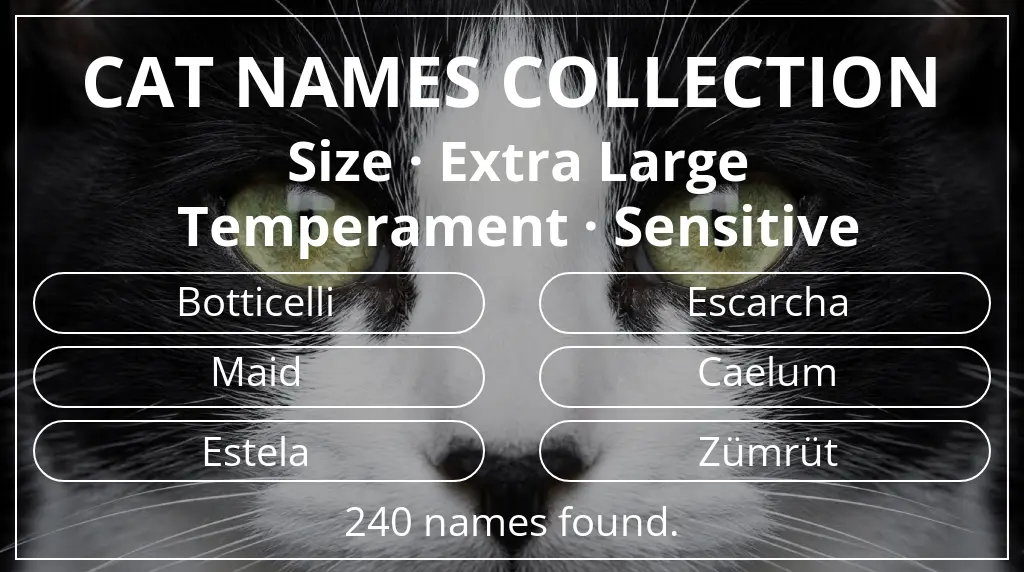Names for cats related to extra large size and sensitive temperament