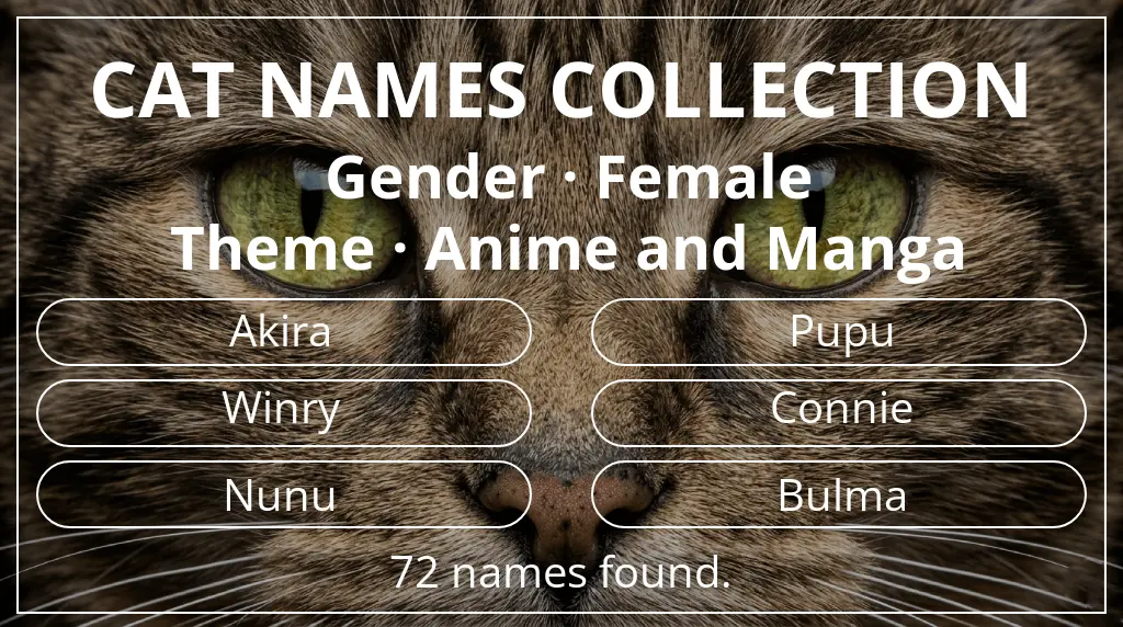 Cat names based on female gender and anime and manga theme