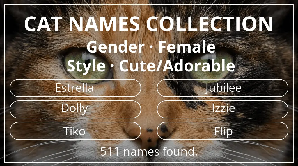 Feline names based on female gender and cute/adorable style