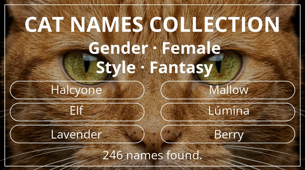Feline names related to female gender and fantasy style