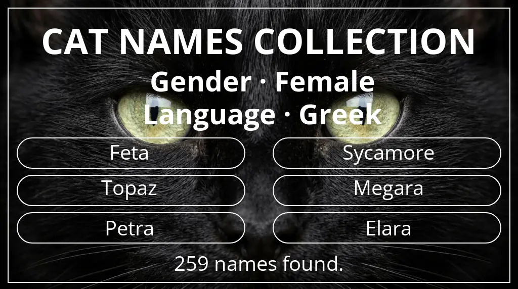 Feline names related to female gender and greek language