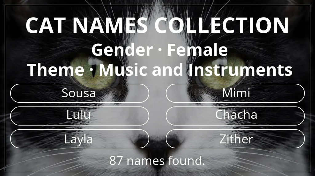 Feline names based on female gender and music and instruments theme
