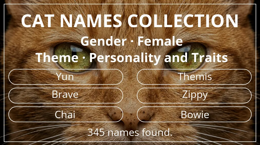 Names for cats related to female gender and personality and traits theme