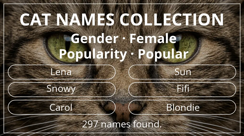 Names for cats inspired by female gender and popular popularity