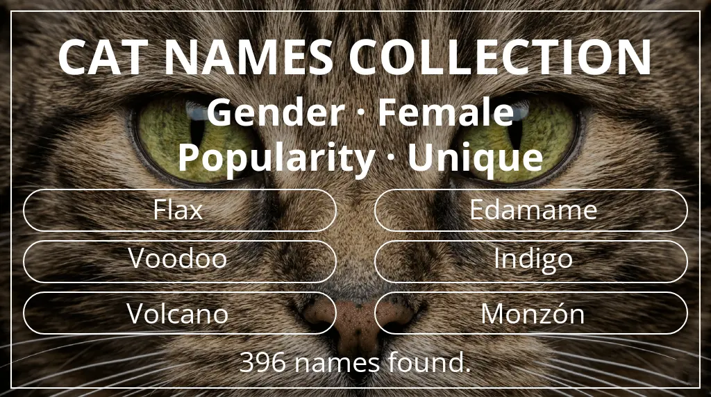 Cat names based on female gender and unique popularity