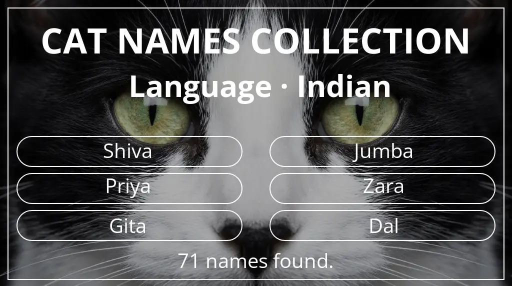 Cat names based on indian language