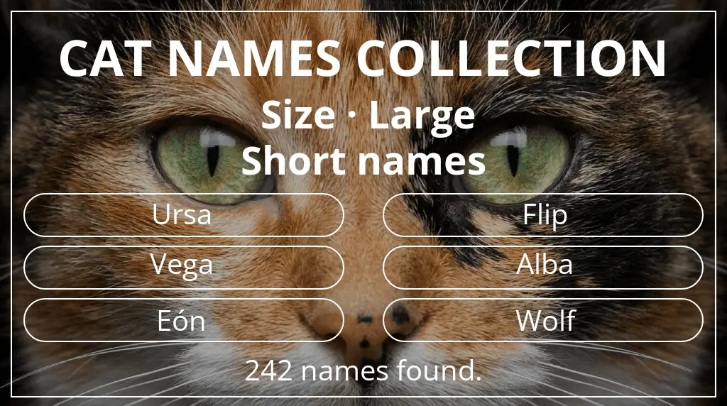 Cat names based on large size and short (2–4) name length