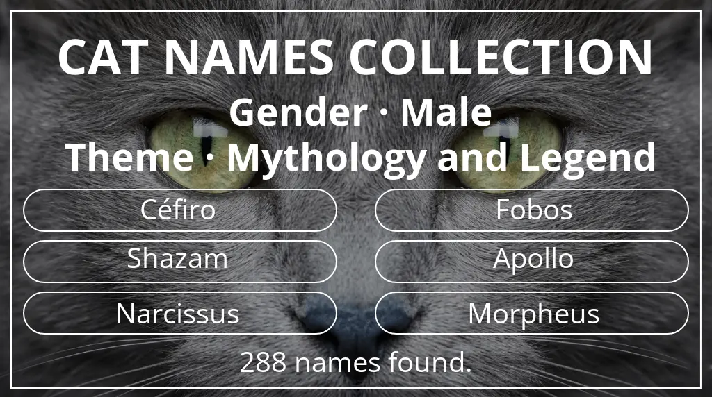 Feline names related to male gender and mythology and legend theme