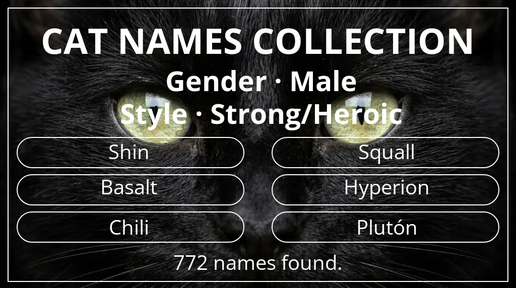 Names for cats inspired by male gender and strong/heroic style