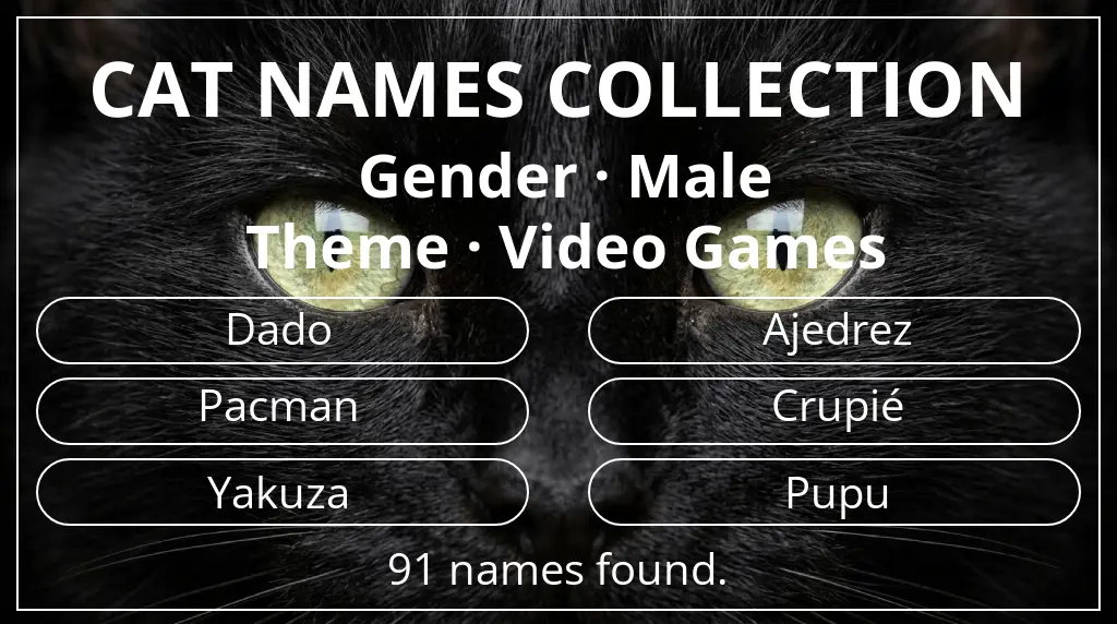 Names for cats based on male gender and video games theme