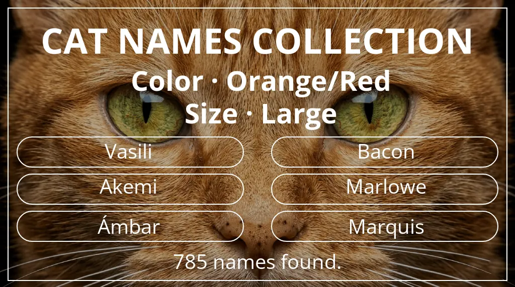 Names for cats based on orange/red color and large size