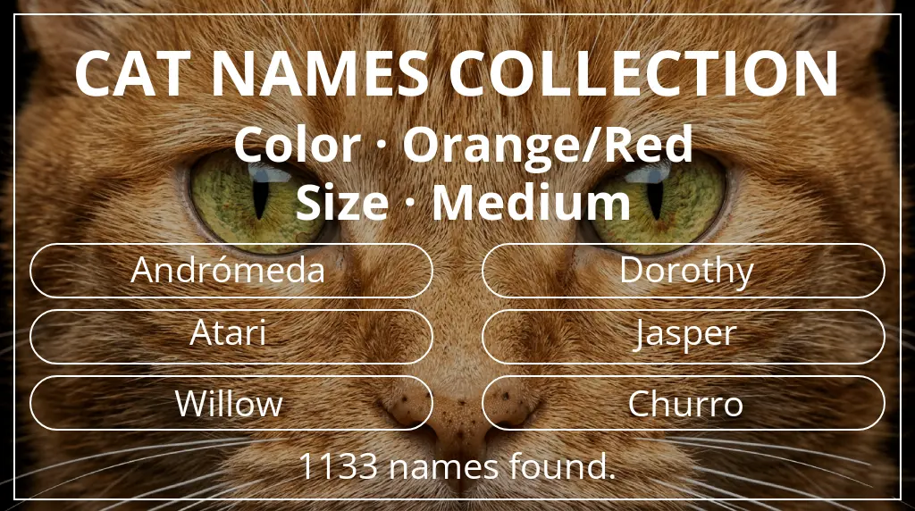 Names for cats based on orange/red color and medium size
