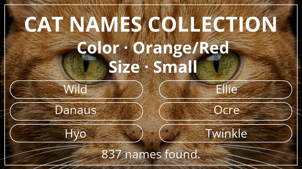 Names for cats inspired by orange/red color and small size