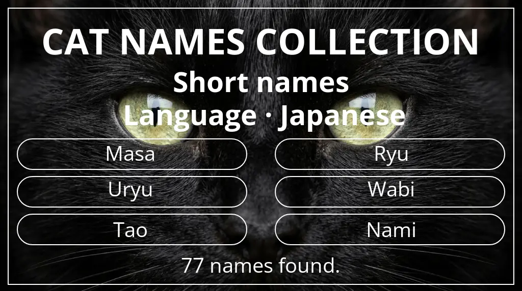 Cat names related to short (2–4) name length and japanese language