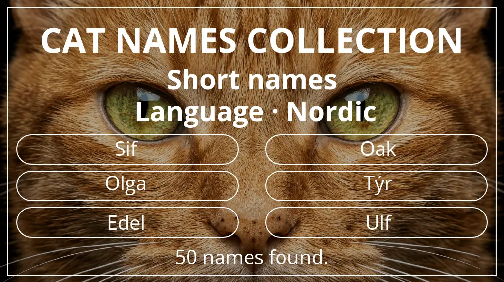 Feline names inspired by short (2–4) name length and nordic language