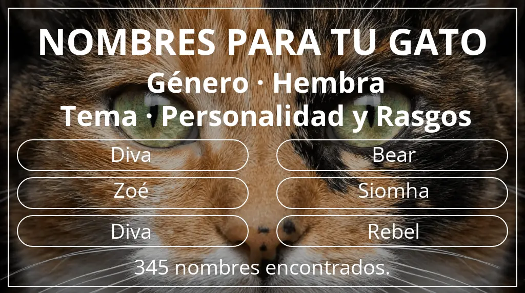 Nombres felinos relacionados con género hembra y tema personalidad y rasgos