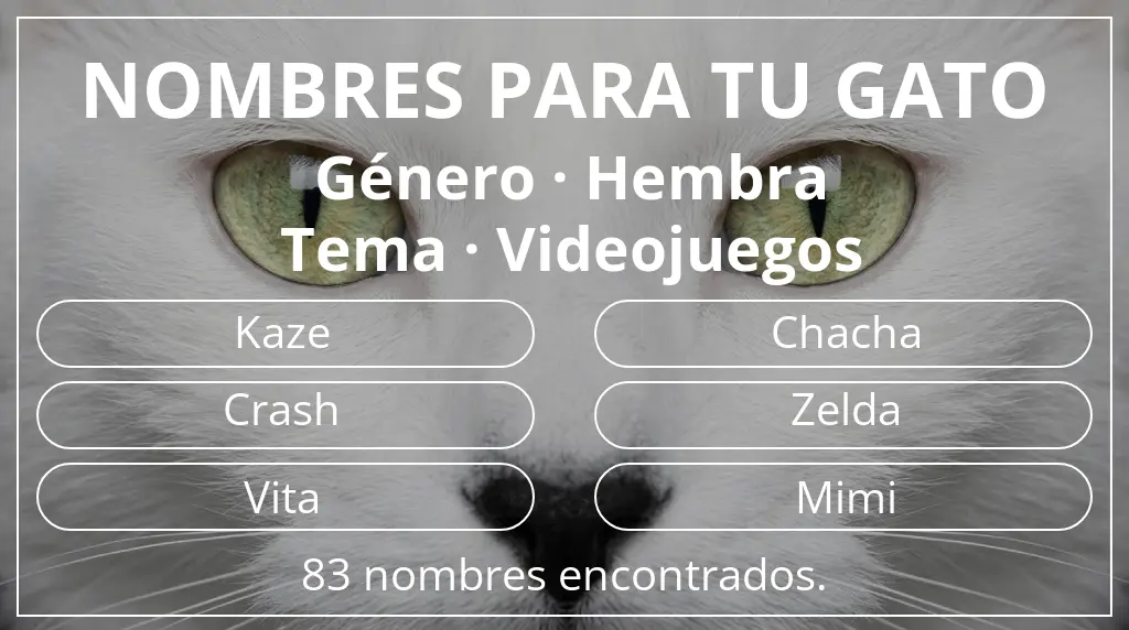 Nombres felinos relacionados con género hembra y tema videojuegos