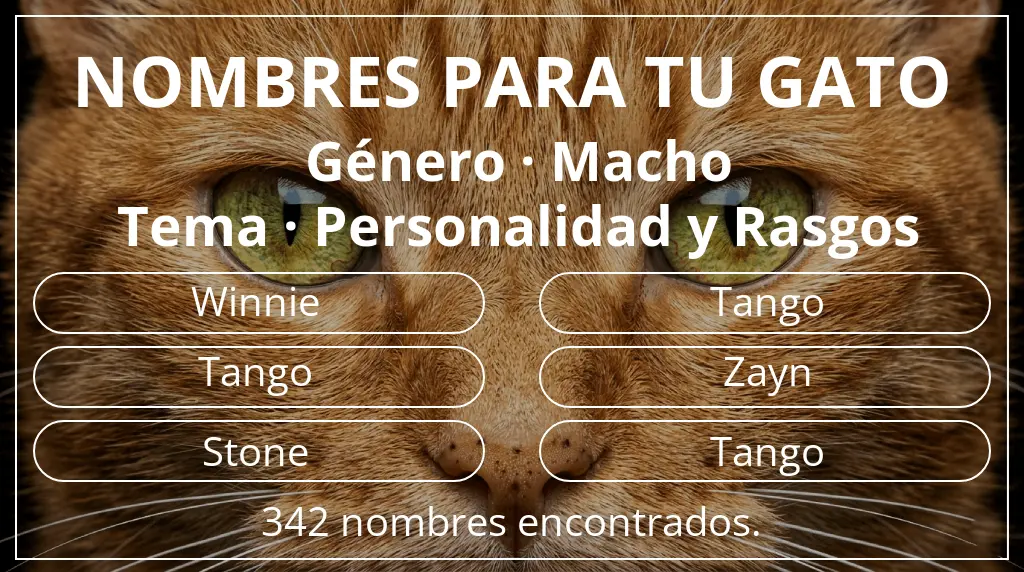 Nombres felinos relacionados con género macho y tema personalidad y rasgos