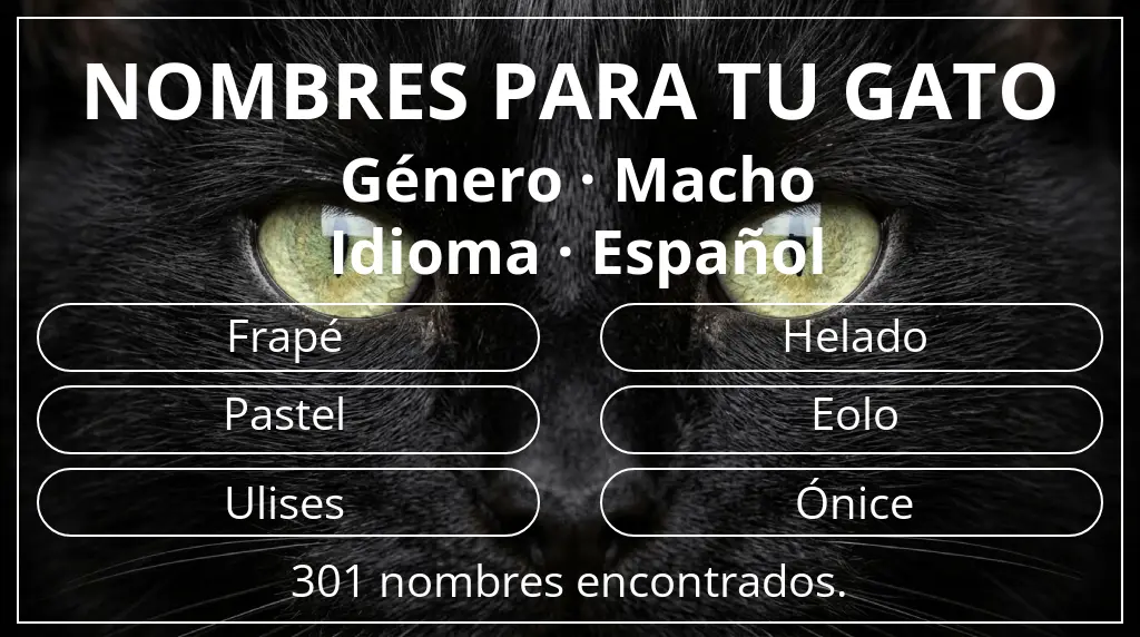 Nombres felinos basados en género macho y idioma español