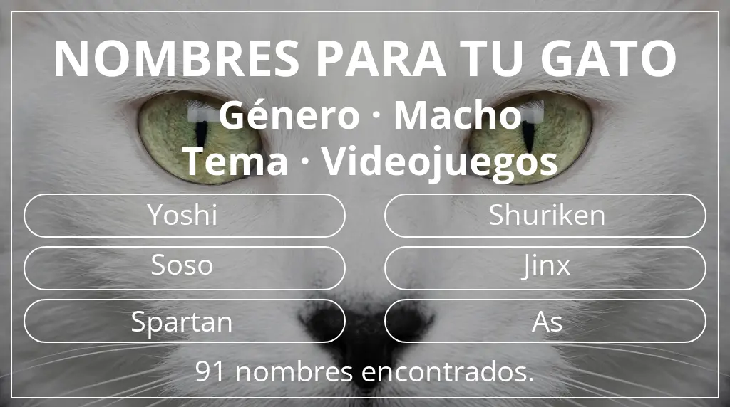 Nombres felinos basados en género macho y tema videojuegos
