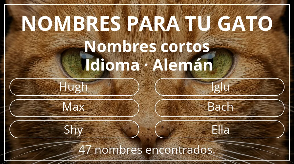 Nombres para gatos relacionados con longitud del nombre corto (2-4) y idioma alemán