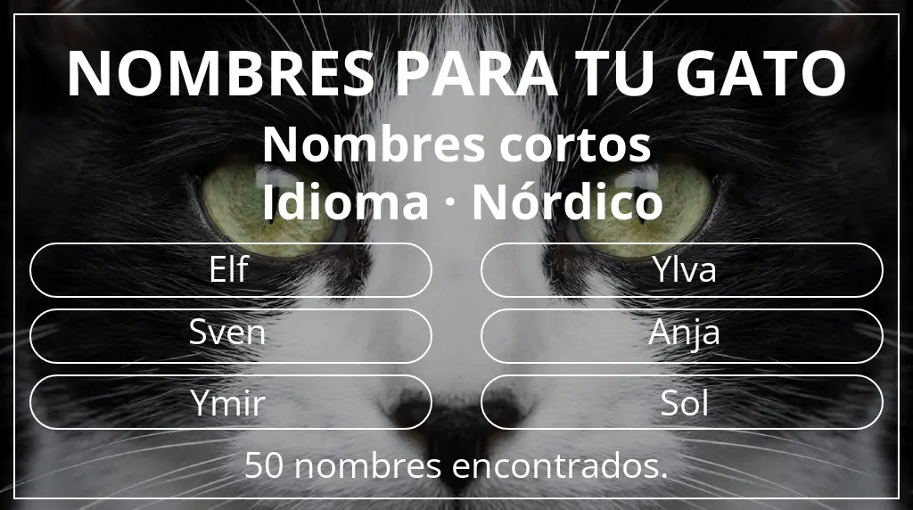 Nombres para gatos relacionados con longitud del nombre corto (2-4) y idioma nórdico