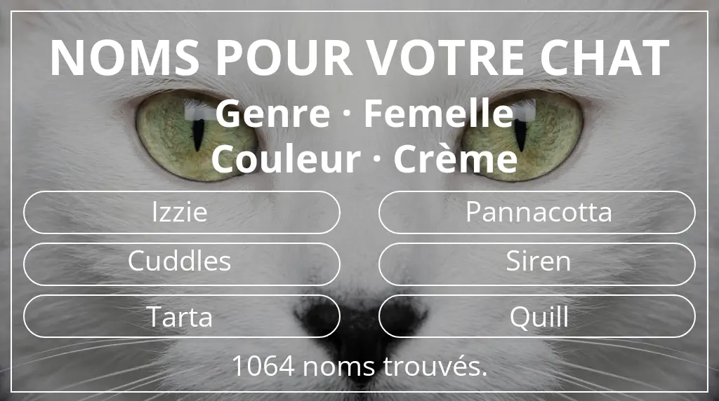 Noms de chats basés sur genre femelle et couleur crème