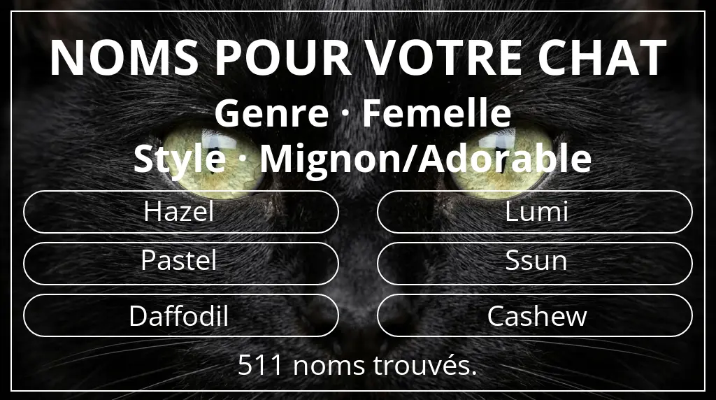 Noms félins basés sur genre femelle et style mignon/adorable