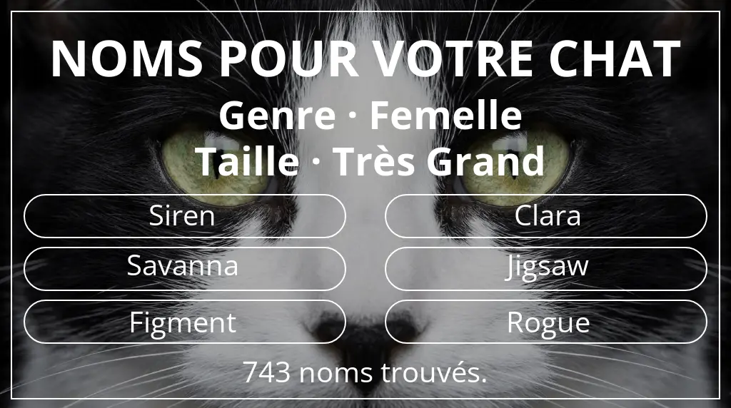 Noms félins inspirés de genre femelle et taille très grand