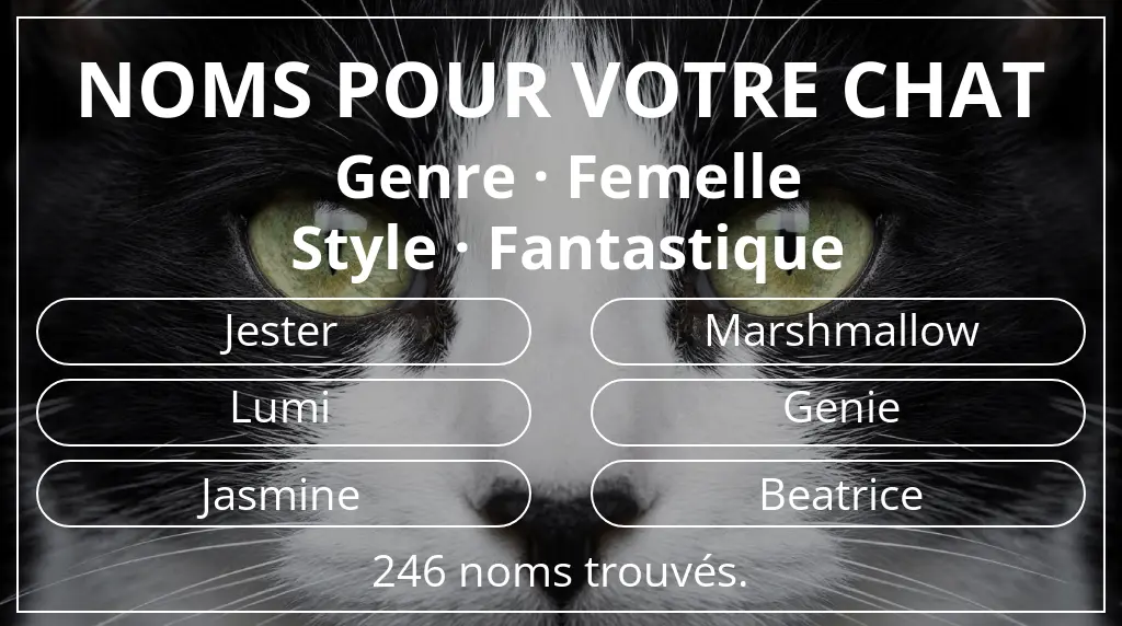 Noms félins en lien avec genre femelle et style fantastique