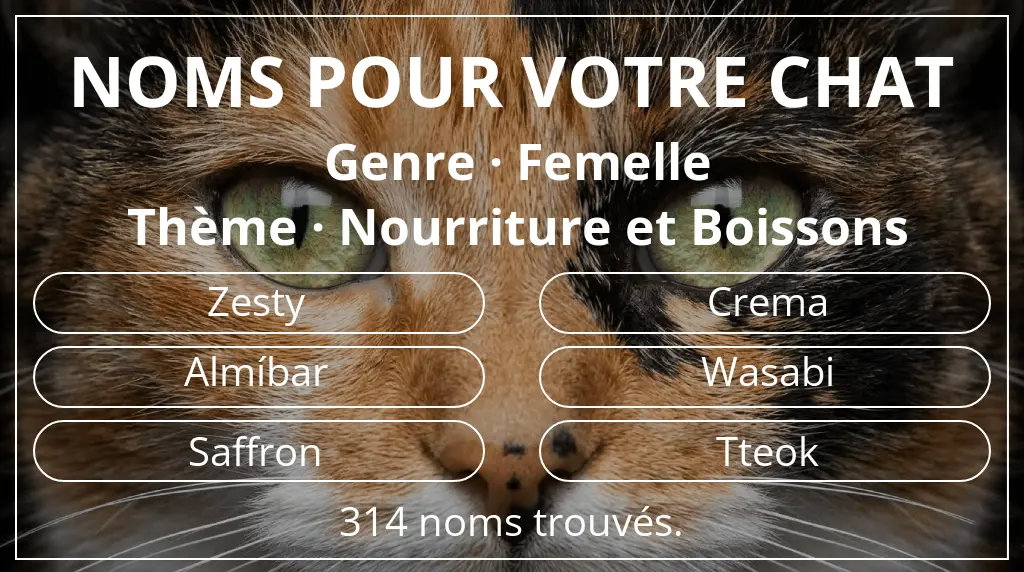 Noms félins en lien avec genre femelle et thème nourriture et boissons