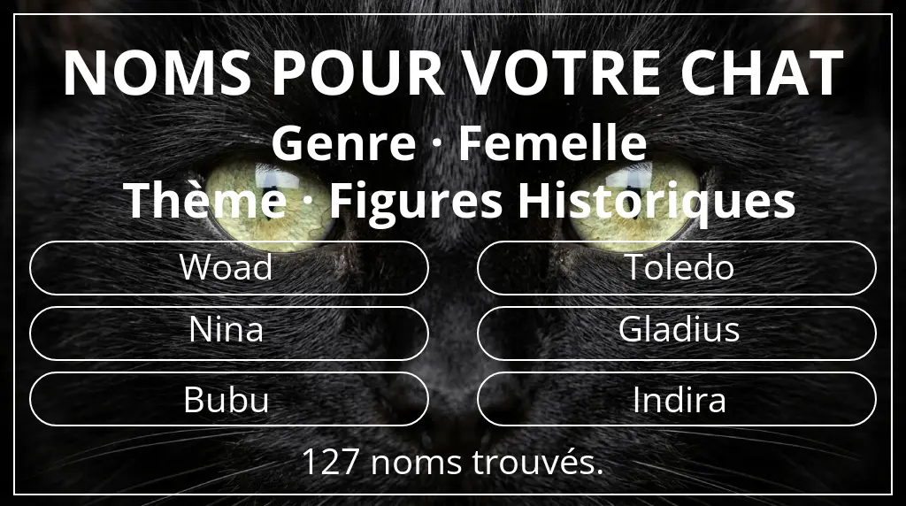 Noms de chats basés sur genre femelle et thème figures historiques