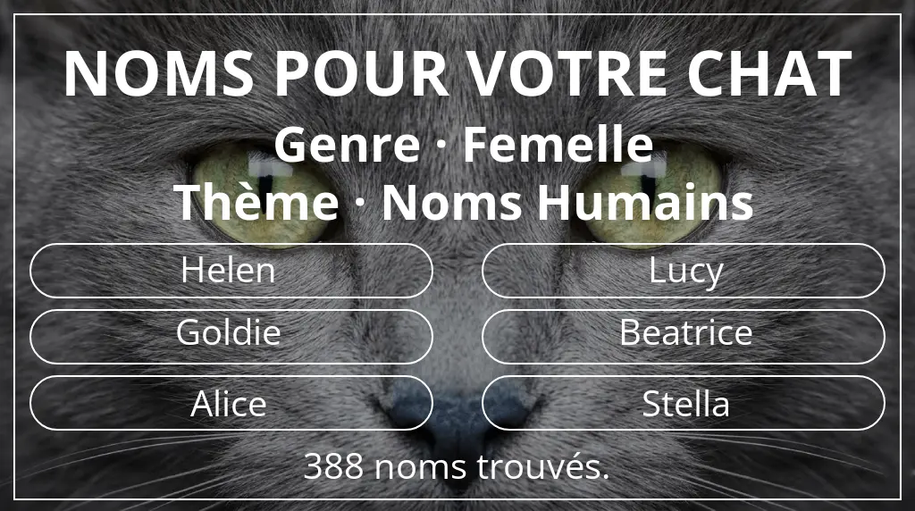 Noms félins en lien avec genre femelle et thème noms humains