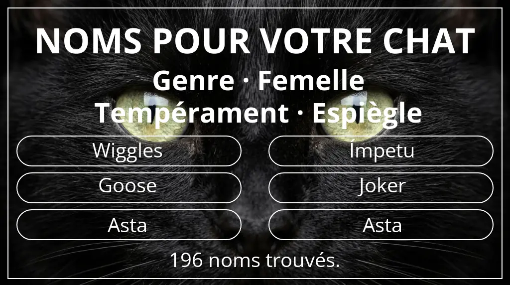 Noms de chats en lien avec genre femelle et tempérament espiègle